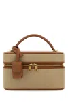 Saint Laurent Cappuccino Canvas Vanity Handbag In Brown