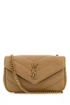 Saint Laurent Camel Leather Mini Loulou Crossbody Bag In Brown
