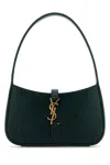 Saint Laurent Mini Structured Reptile Embossed Top Handle Handbag In Green