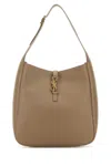 Saint Laurent Le 5a7 Large Ysl Shoulder Hobo Bag In Smooth Leather In Grey