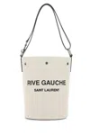 Saint Laurent Logo-print Bucket Shoulder Bag In White