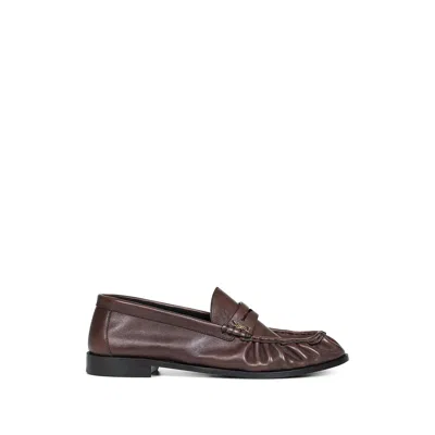 Saint Laurent Hand-stitched Penny Strap Loafers In Brown