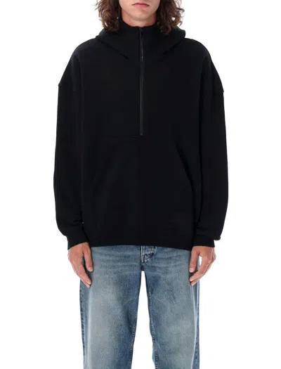 Saint Laurent Hanorak Logo Fleece In Black