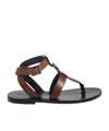 Saint Laurent Hardy Leather Sandals In Brown