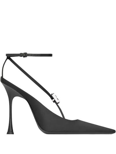 Saint Laurent Harlow Crystal-embellished Slingback Pumps In Black