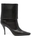 Saint Laurent Harris Eagle Brown Leather Boots In Black