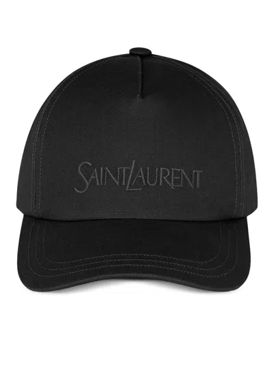 Saint Laurent Cotton And Linen Baseball Cap In Black