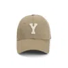 Saint Laurent Classic Baseball Cap With Embroidered Letter Y In Beige
