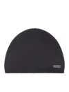 Saint Laurent Logo Patch Beanie In Black