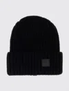 Saint Laurent Ribbed-knit Logo-patch Beanie Hat In Black