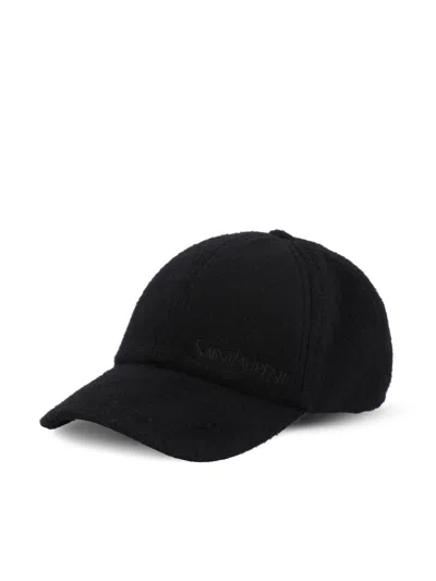 Saint Laurent Linen-blend Baseball Cap In Black