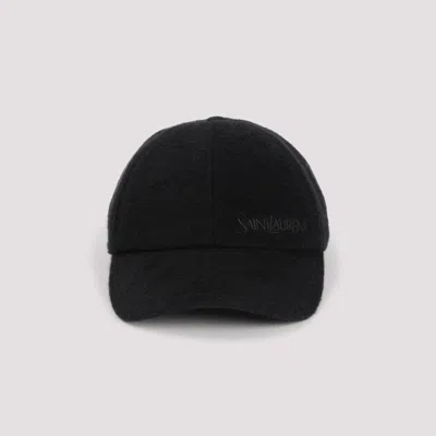 Saint Laurent Linen-blend Baseball Cap In Black