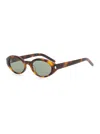 Saint Laurent Havana Green Rounded Cat-eye Sunglasses In Brown