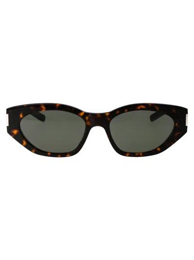 Saint Laurent Havana Havana Grey Acetate Sunglasses In Brown