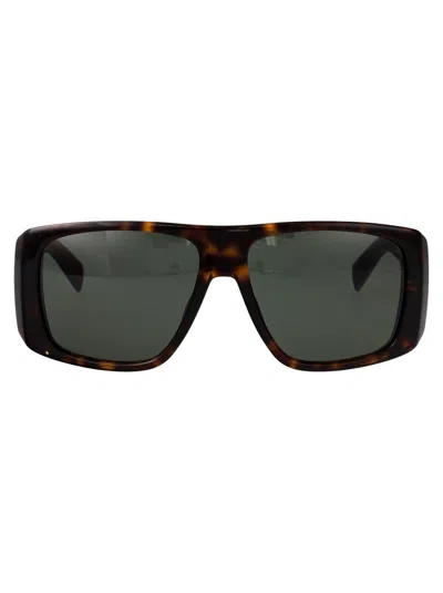 Saint Laurent Havana-havana-grey Recycled Acetate Sunglasses In Brown