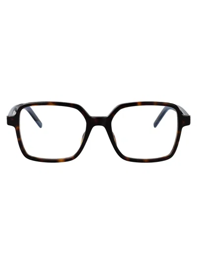 SAINT LAURENT SAINT LAURENT HAVANA-HAVANA-TRANSPARENT ACETATE GLASSES