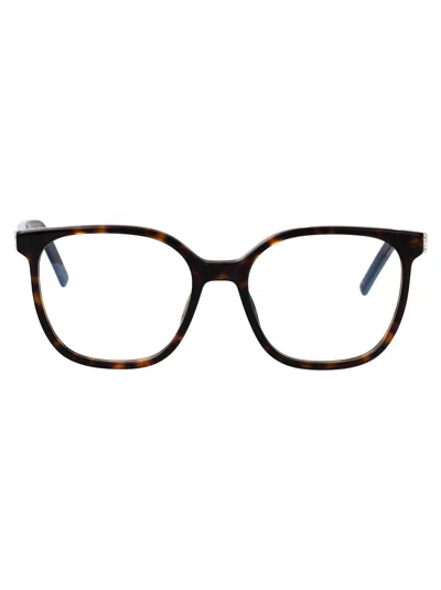 Saint Laurent Havana-havana-transparent Recycled Acetate Glasses In Brown