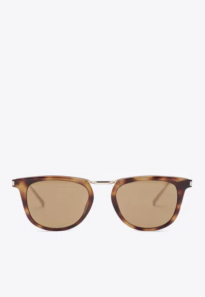 Saint Laurent Havana Logo Round Sunglasses