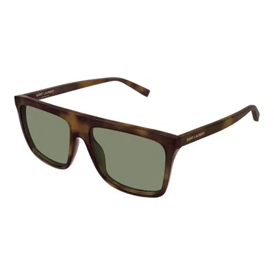 Saint Laurent Havana-havana-green Acetate Sunglasses In Orange