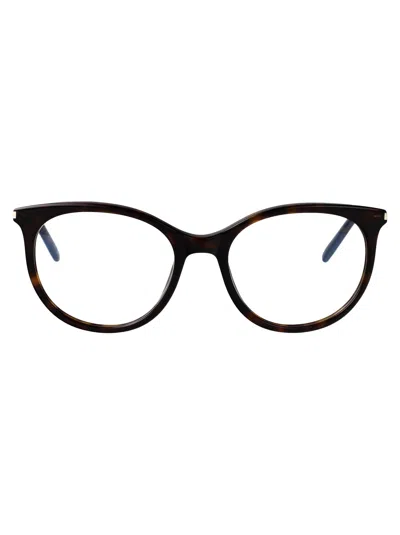 Saint Laurent Havana-havana-transparent Acetate Glasses In Brown