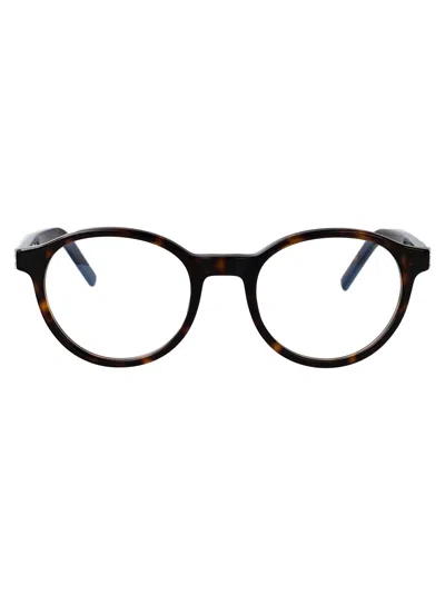 Saint Laurent Havana-havana-transparent Acetate Glasses In Green