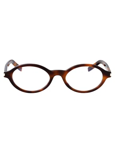Saint Laurent Havana-havana-transparent Acetate Glasses In Neutral