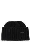 Saint Laurent Cashmere Beanie Hat Folded Brim In Black