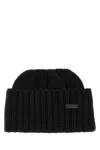 Saint Laurent Cashmere Beanie Hat Folded Brim In Black