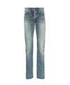 Saint Laurent Headscarf Decorative Jeans In Gray