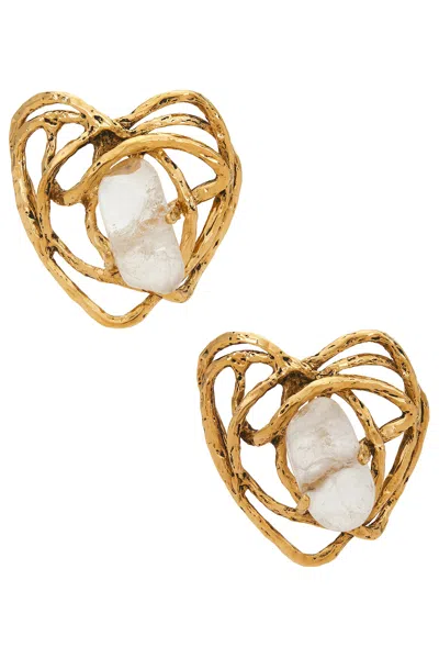 Saint Laurent Heart & Rope Earrings In Gold
