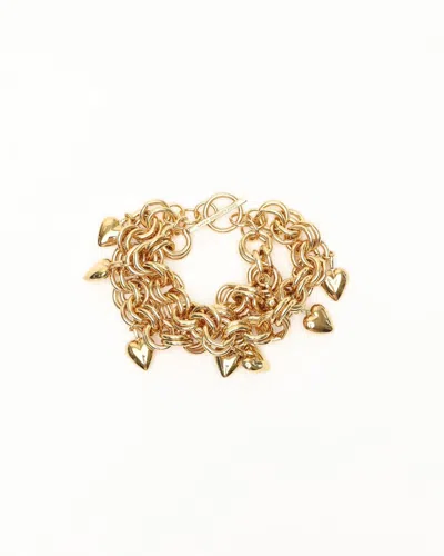 Saint Laurent Heart Charm Bracelet In Gold