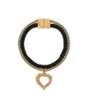 Saint Laurent Heart Charm Bracelet In Black