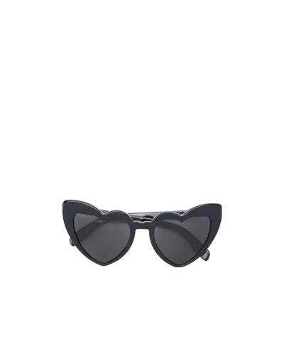 Saint Laurent Heart Frame Sunglasses In Black