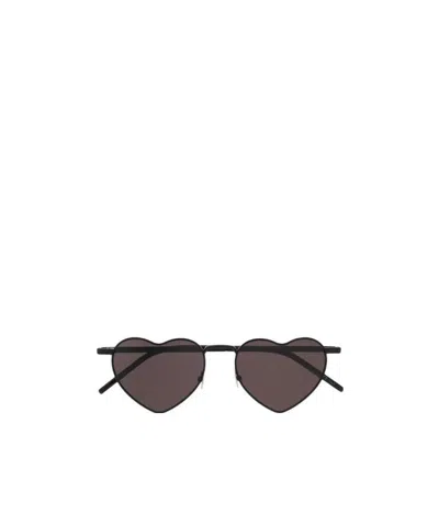 Saint Laurent Heart Frame Sunglasses In Black