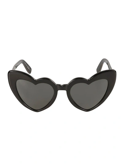Saint Laurent Heart Frame Sunglasses In Black/grey