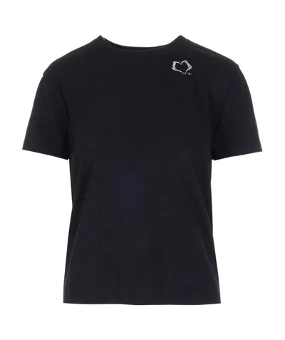 Saint Laurent Heart Logo Print T-shirt In Black