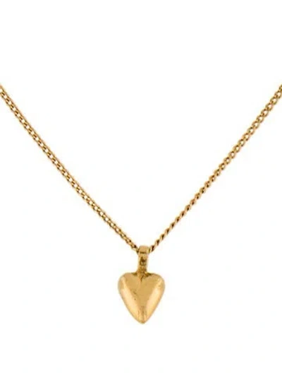 Pre-owned Saint Laurent Heart Pendant Chain Necklace, 19.75" In Multi