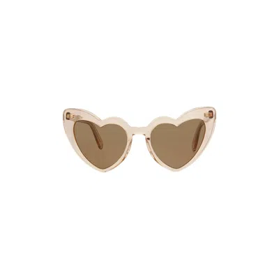 Pre-owned Saint Laurent Heart Sunglasses 'nude Brown' | Women's Size Onesize