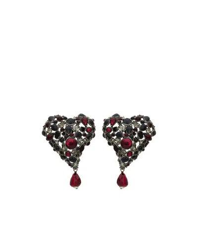 Saint Laurent Heart-shaped Earrings In Black