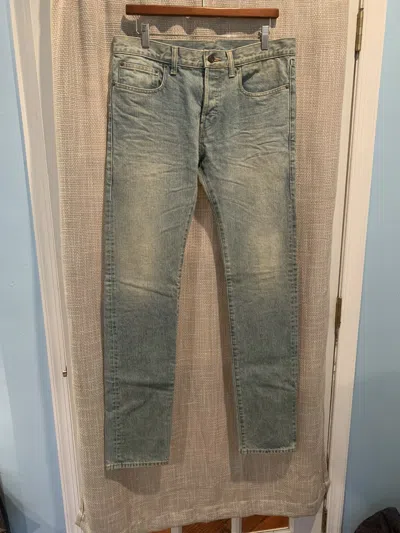Pre-owned Saint Laurent Hedi Slimane 2013 D01 Slim Fit Stonewashed Denim In Blue