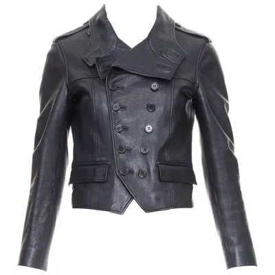 Pre-owned Saint Laurent Hedi Slimane 2014 Black Cropped Smoking Spencer Jacket Fr36 S