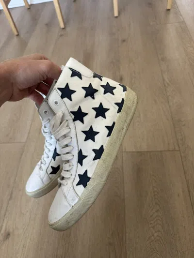 Pre-owned Saint Laurent Hedi Stars Skates Shoes In White