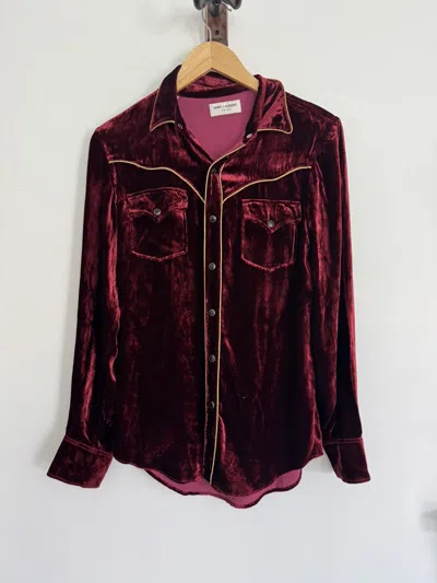 Pre-owned Saint Laurent Hedi Velour Western Shirt In Purple