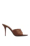 Saint Laurent Lola 90 Mules Smooth Leather Draped Jersey
