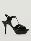 Saint Laurent Tribute Platform Sandals In Smooth Leather Shoes In Black