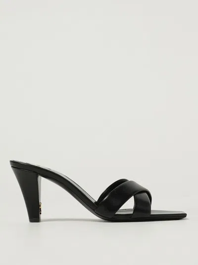 Saint Laurent Jill Mules With Square Toe And Cross Strap Design In Black