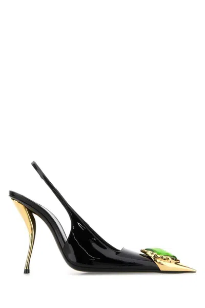 Saint Laurent Heeled Shoes In Nero & Cognac