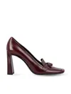 Saint Laurent Chloe 90 Leather Loafer Pumps In Red