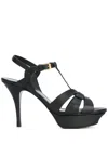 Saint Laurent Tribute Black Sandals With Platform In Patent Leather Woman In Black