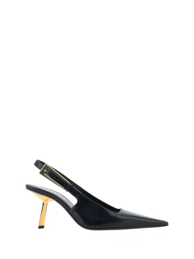 Saint Laurent Lee 75 Leather Slingback Pumps In Black